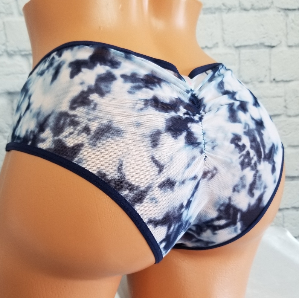 PINK Victoria's Secret Tie Dye Mesh Ruched Back Cheekster Panty XL New